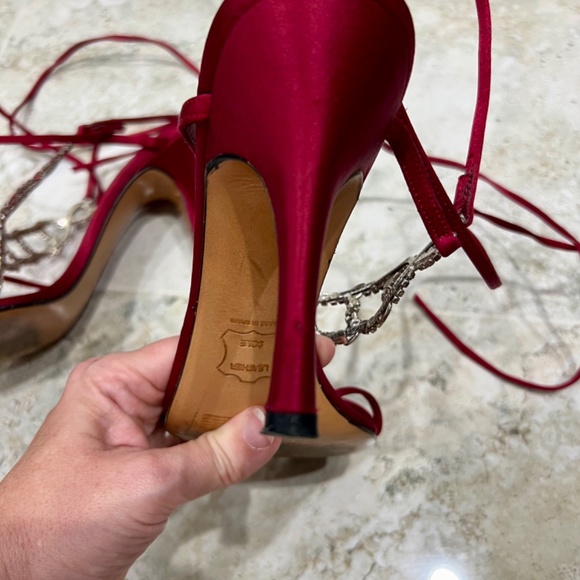 Stuart Weitzman Light Show Ruby Satin Crystal Dress Heel - Picture 5 of 7